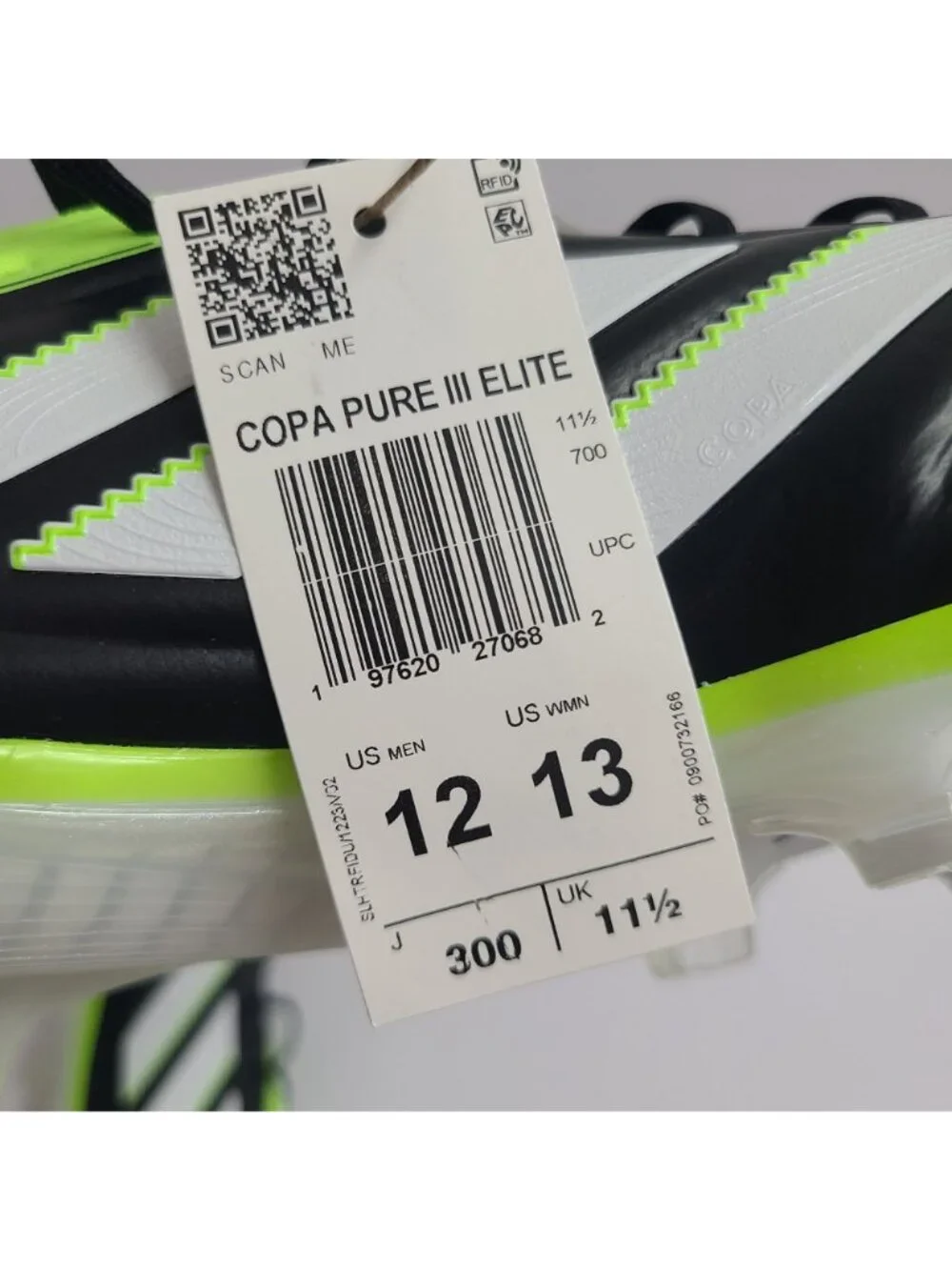 NEW Adidas Copa Pure 3 Elite SG Soccer Cleats JR2822 Size 12 Black
